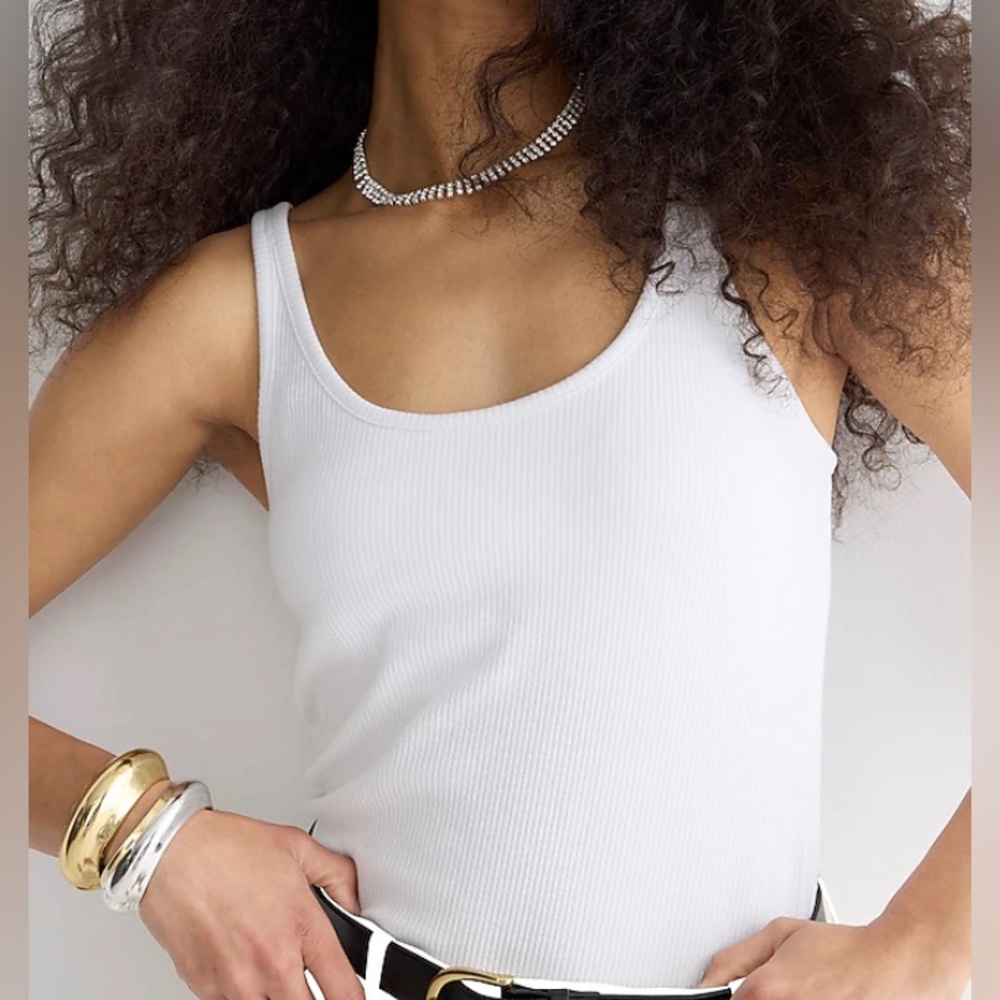 J.Crew White Ribbed Tank Top